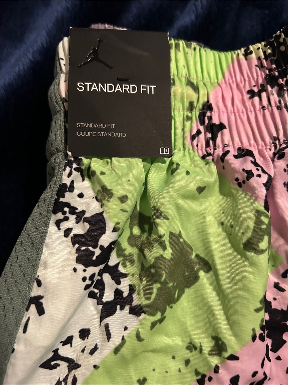 Jordan Multi-Color Athletic Shorts with Neon Pink Drawstring - Picture 3 of 6